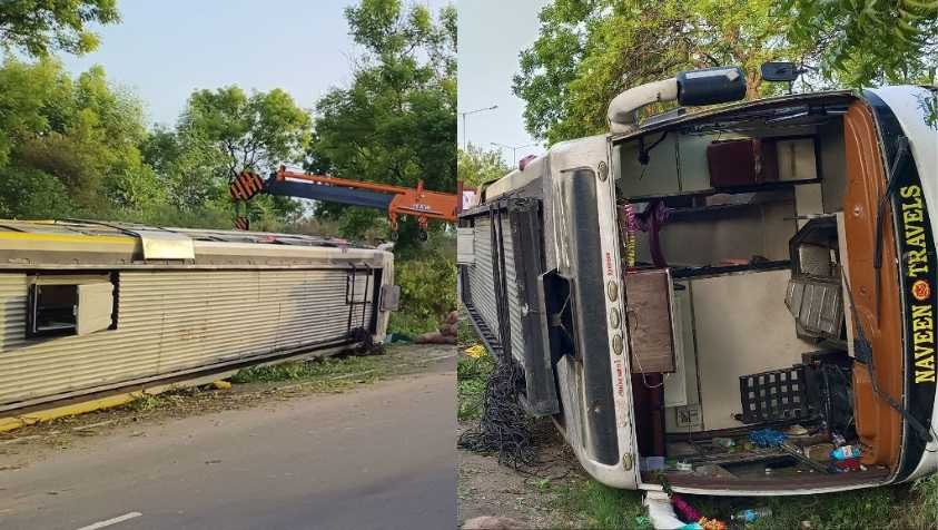 மதுராந்தகம் அருகே தனியார் ஆம்னி பேருந்து விபத்து - உயிர்தப்பிய பயணிகள்..!